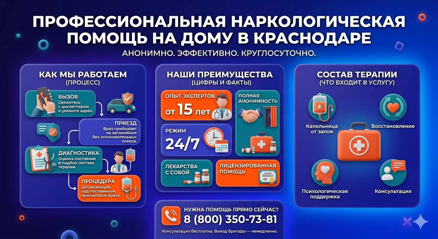 Инфографика о принципах лечения алкоголизма на дому в Луганске: этапы вызова нарколога, преимущества анонимной детоксикации и состав медицинской помощи.